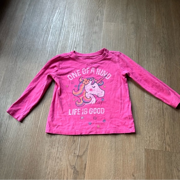 Life Is Good One Of A Kind Pink Unicorn Long Sleeve Size 2 Toddler - Picture 3 of 5
